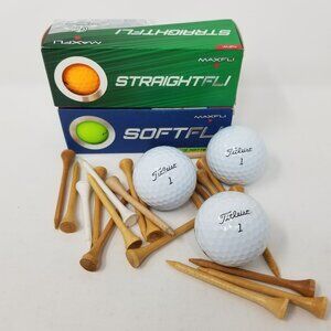 Maxfli Golf Balls Half-Dozen Hi-Vis Green/Orange + Bonus 3 Titleist Used & Tees